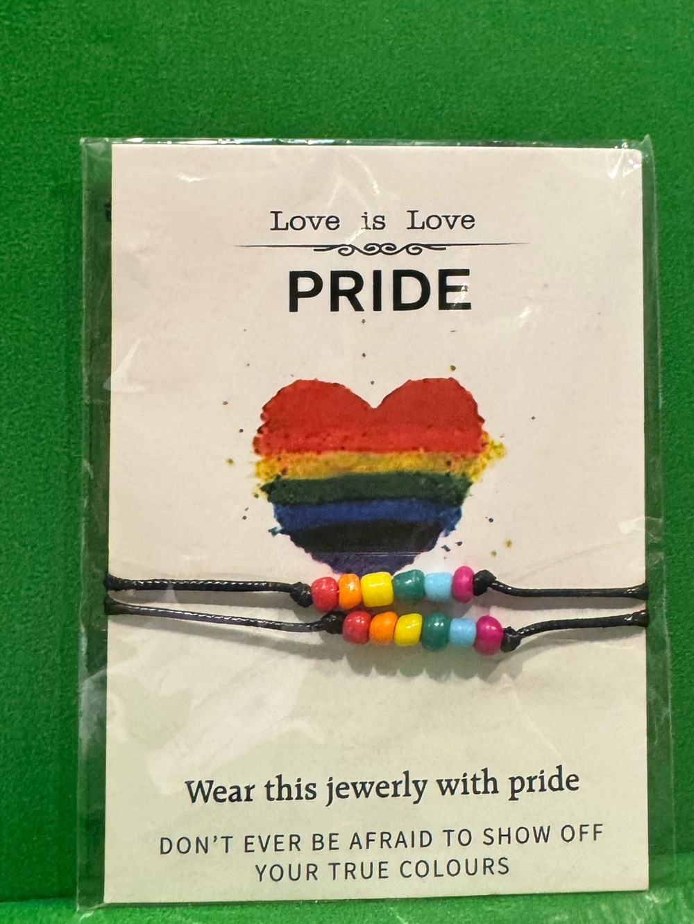 Rainbow Beaded Pride Bracelet - Black Cord